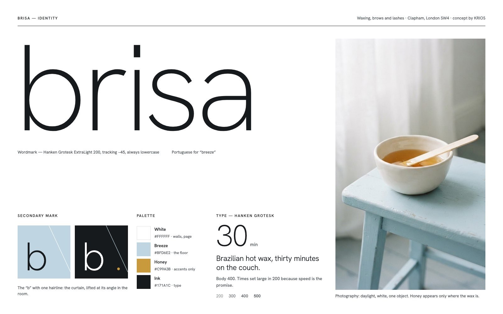 Brisa brand sheet: wordmark, secondary mark, colours and type