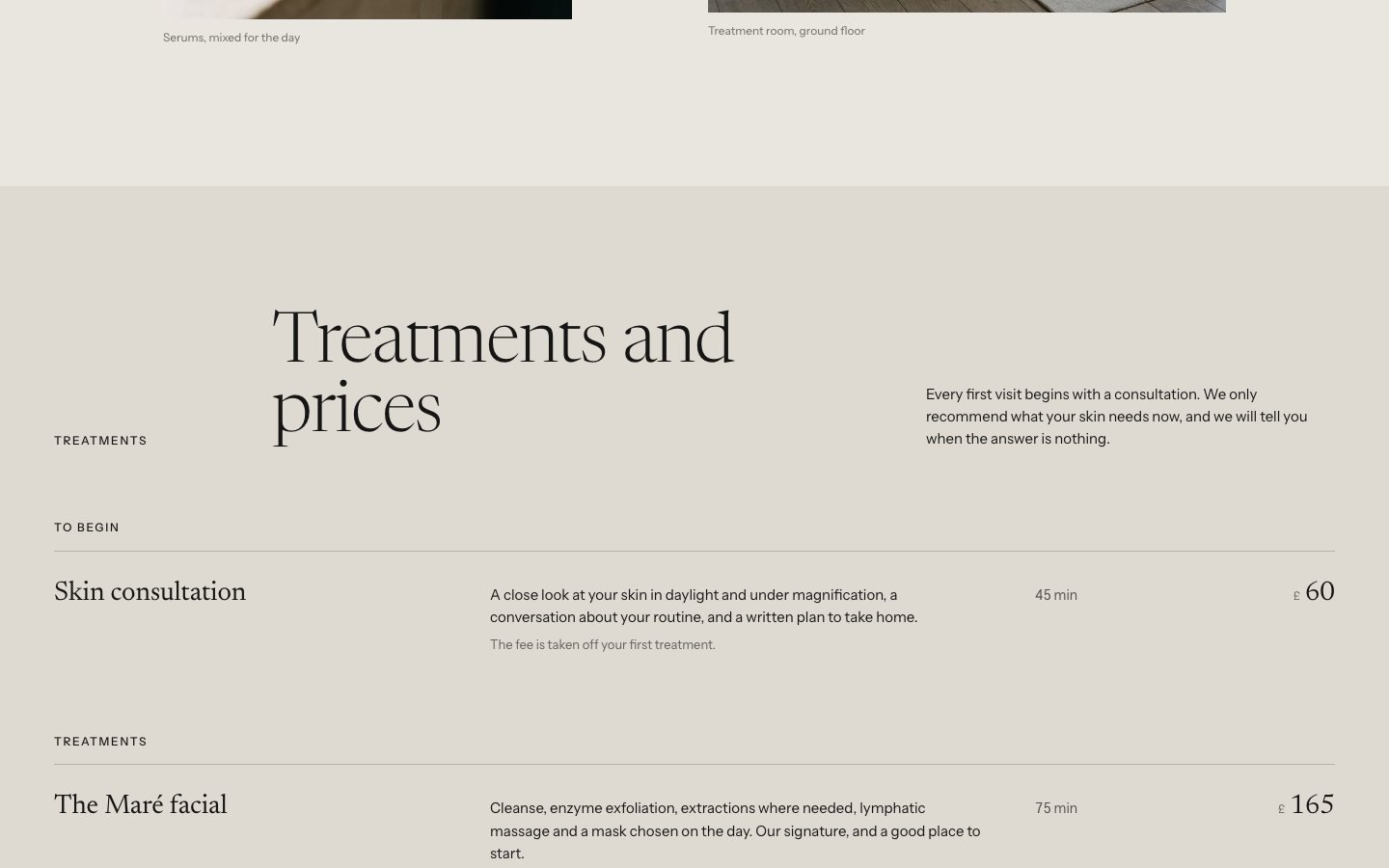 Maré website section